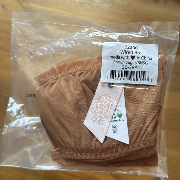 NWT $78 HAH Wired Mesh Bra Sz 30-38A Brown Sugar Nude Sheer Unlined Neutral - Picture 4 of 6